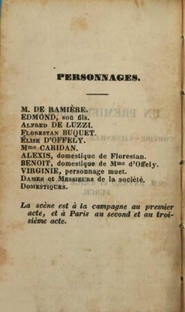 Un premier amour : [comédie-vaudeville an trois actes]