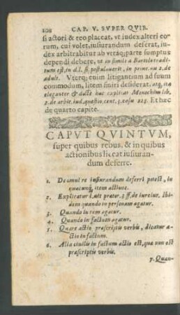 Caput Quintum, super quibus rebus, & in quibus actionibus liceat iusiurandum deferre.