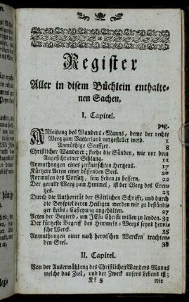 Register Aller in disem Büchlein enthaltenen Sachen.