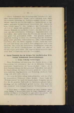 11. Kurze Übersicht des im übrigen Teil des Britischen Weltreiches bestehenden Baumwollanbaus.