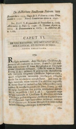 Caput VI. De Usu Rationis, Seu Metaphysicae, Bonae Logicae, Et Critices In Theologia Christiana