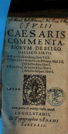 Commentarii de bello Gallico C. Iulii Caesaris commentariorum de bello Gallico lib. VII.