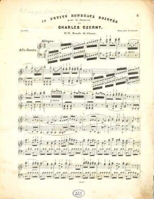 Dix petits rondeaux doigtés pour le pianoforte : ou amusemens utiles et agréables sur des motifs favoris pour la jeunesse ; Op: 316. 8, Rondo de chasse