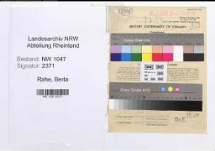 Entnazifizierung Berta Rahe , geb. 08.03.1911 (Lehrerin)
