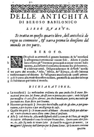 Delle Antichita Di Beroso Babilonico Libro Qvarto.