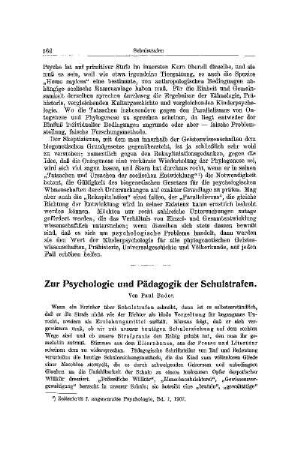 Zur Psychologie und Pädagogik der Schulstrafen