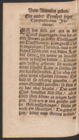 Ein ander Exempel setzet Christophorus Irenaeus.