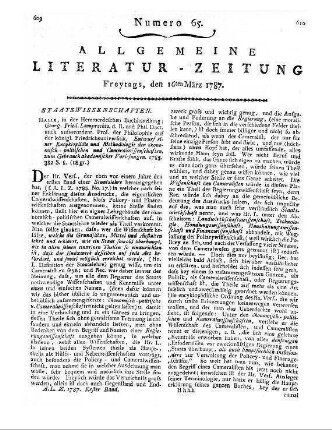 Lamprecht, G. F.: Entwurf einer Encyclopädie und Methodologie der öconomisch-politischen und Cameralwissenschaften. Zum Gebrauch academischer Vorlesungen. Halle: Hemmerde 1785