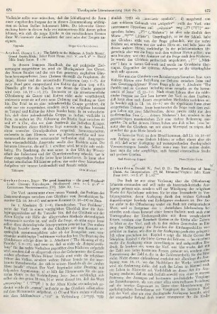 671-672 [Rezension] Gerhardsson, Birger, The good Samaritan - the good shepherd?