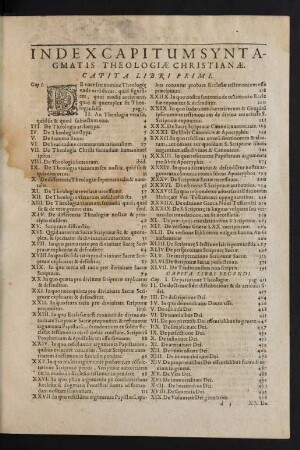 Index Capitum Syntagmatis Theologiae Christianae