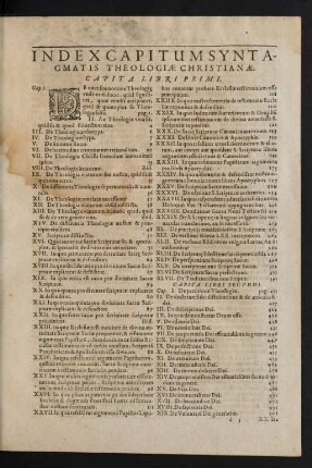 Index Capitum Syntagmatis Theologiae Christianae