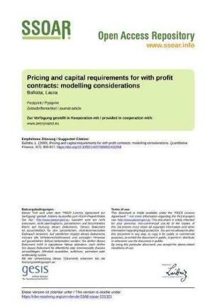 Pricing and capital requirements for with profit contracts: modelling considerations