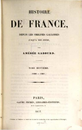 Histoire de France, depuis les origines gauloises jusqu'à nos jours, 8