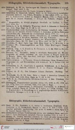 Bibliographie, Bibliothekswissenschaft, Typographie (Nr.4272 - 4294)