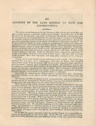 Account of the late mission to Siam and Cochin-China