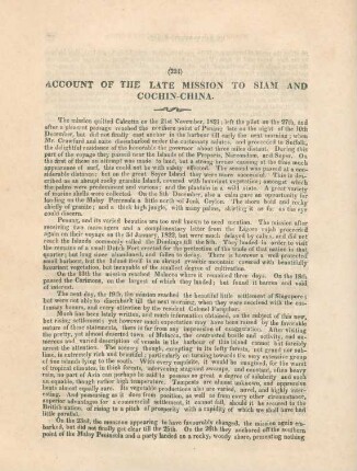 Account of the late mission to Siam and Cochin-China