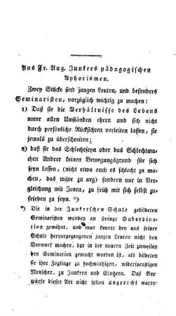 Aus Fr. Aug. Junkers pädagogischen Aphorismen