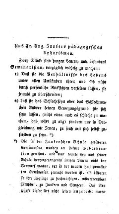 Aus Fr. Aug. Junkers pädagogischen Aphorismen