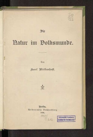 Die Natur im Volksmunde