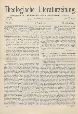 394-398 [Rezension] Spitta, Frdr., Zur Geschichte u. Litteratur des Urchristentums. 1. Bd