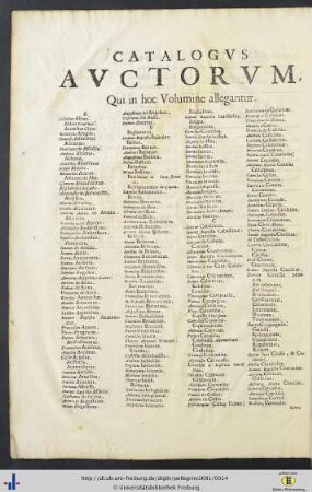 Catalogus Auctorum Qui in hoc Volumine allegantur.