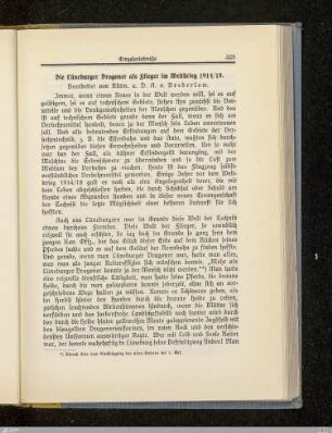 Die Lüneburger Dragoner als Flieger im Weltkrieg 1914/18