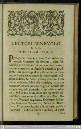 Lectori Benevolo S. P. D. Ioh. Adam Schier