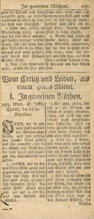 I. In gemeinen Nöthen