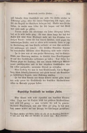 Gegenseitige Verhältnisse der deutschen Fürsten.