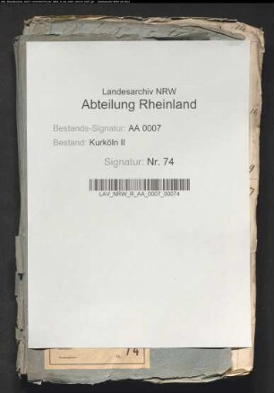 Erneuertes Verzeichnis des nach dem Tod des Erzbischofs Josef Clemens in Empfang genommenen Nachlasses und Stand des Nachlasses