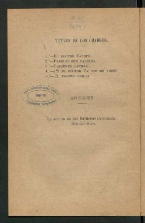 Títulos de los cuadros