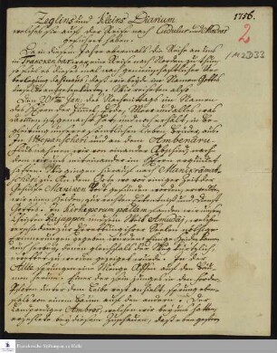 Reisetagebuch von Daniel Zeglin und Jacob Klein.