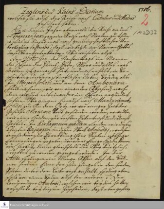 Reisetagebuch von Daniel Zeglin und Jacob Klein.