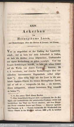 XXIV. Ackerbau im Herzogthume Lucca, und Bemerkungen über die Riviera di Levante bei Genua