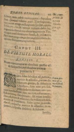 Caput III. De Virtute Morali.