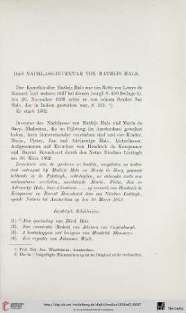Das Nachlass-Inventar von Mathijs Hals