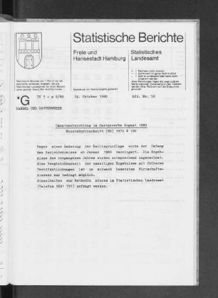 Umsatzentwicklung im Gastgewerbe August 1980 : Lfd. Nr. 56