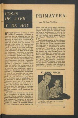 Primavera : Cosas de ayer y de hoy