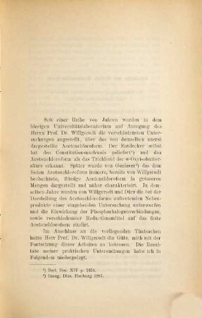 Beiträge zur Kenntniss des Acetonchloroforms und einiger seiner Derivate