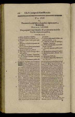 Tit. VII. De Poenitentia ecclesiastica, seu publica deprecatione, Kirchenbusse.