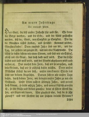 Am neuen Jahrstage. Der neunzigste Psalm