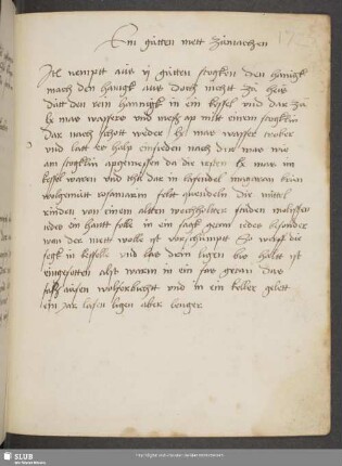 Bl. 172. Ein gutten mett zumachen.
