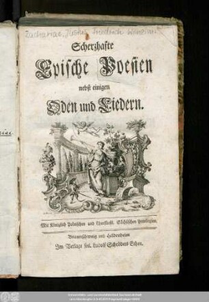 Scherzhafte epische Poesien nebst einigen Oden und Liedern