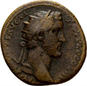 Dupondius des Antoninus Pius mit Darstellung eines Blitzbündels