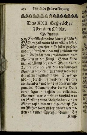 Das XXII. Gespräche/ Uber einen Mahler.