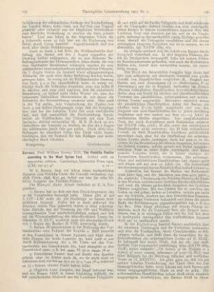 195-197 [Rezension] Barnes, William Emery, The Peshitta Psalter according to the West Syrian Text