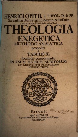Theologia exegetica methodo analytica proposita