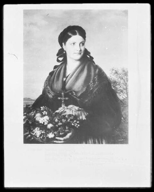 Bildnis einer jungen Frau mit Blumenkorb