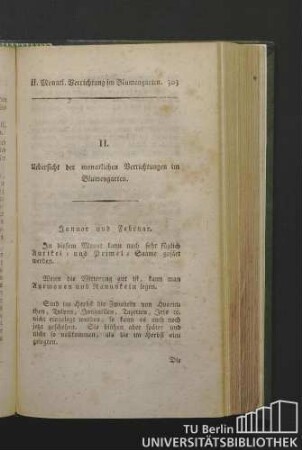 II. Übersicht der monatlichen Verrichtungen im Blumengarten.