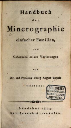 Handbuch der Minerographie einfacher Fossilien